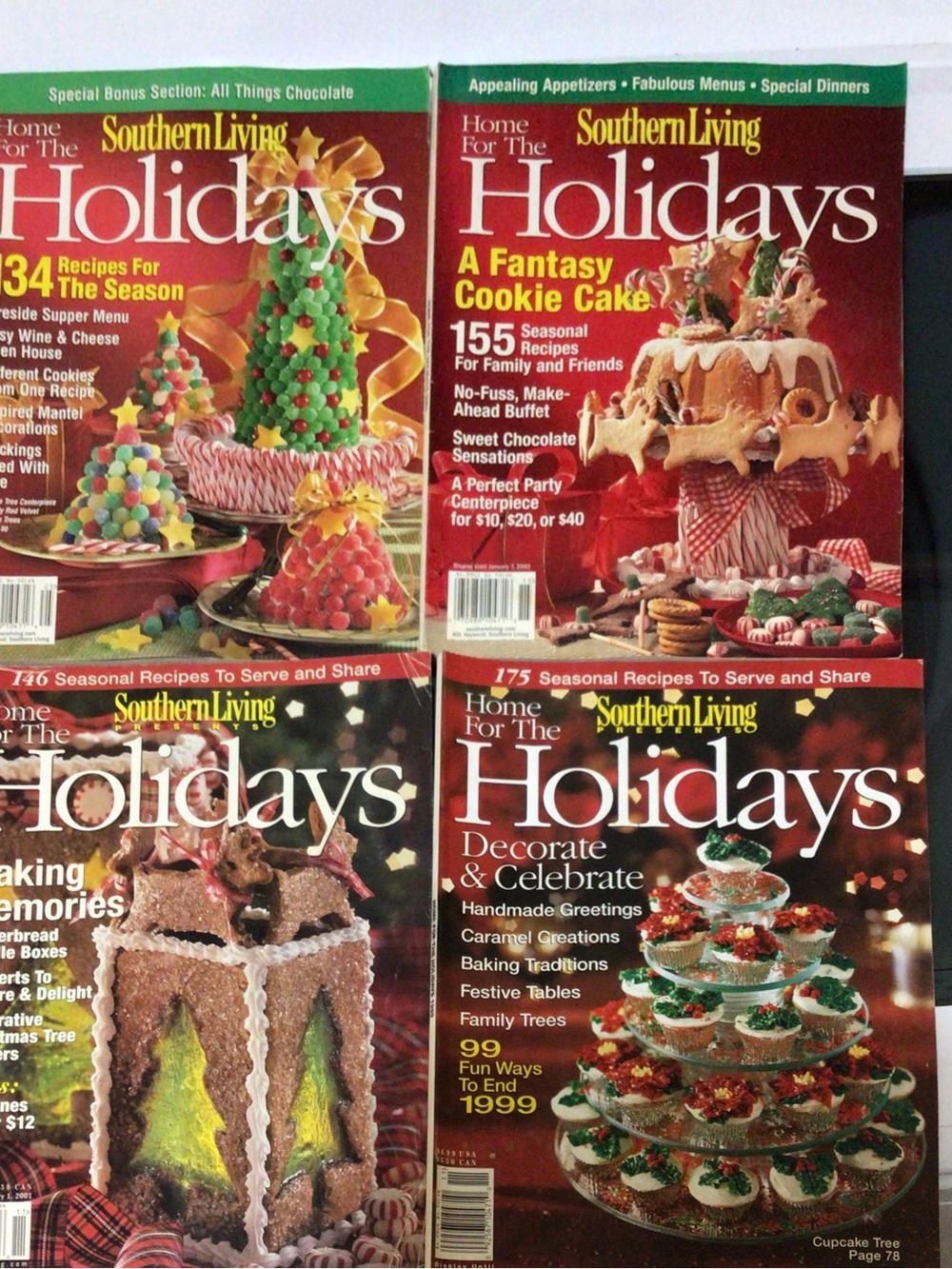 Lot of 4 Southern Living Home For The Holidays Magazines 1999, 2000, 2001, 2002